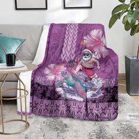 Hawaii Mele Kalikimaka Blanket Funny Santa with Tribal Tattoos Kakau Purple Color LT03 - Polynesian Pride