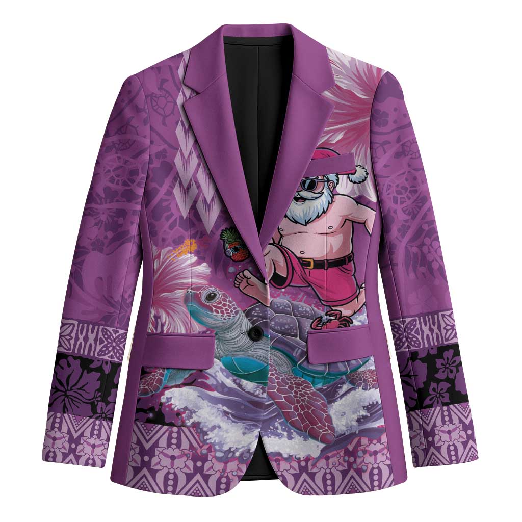 Hawaii Mele Kalikimaka Blazer Funny Santa with Tribal Tattoos Kakau Purple Color LT03 Unisex Purple - Polynesian Pride