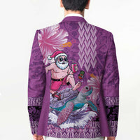 Hawaii Mele Kalikimaka Blazer Funny Santa with Tribal Tattoos Kakau Purple Color LT03 - Polynesian Pride