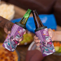 Hawaii Mele Kalikimaka 4 in 1 Can Cooler Tumbler Funny Santa with Tribal Tattoos Kakau Purple Color LT03 - Polynesian Pride