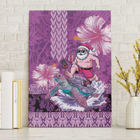 Hawaii Mele Kalikimaka Canvas Wall Art Funny Santa with Tribal Tattoos Kakau Purple Color LT03 Without Frame Purple - Polynesian Pride