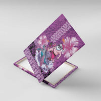 Hawaii Mele Kalikimaka Canvas Wall Art Funny Santa with Tribal Tattoos Kakau Purple Color LT03 With Frame Purple - Polynesian Pride