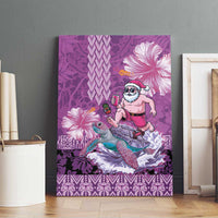 Hawaii Mele Kalikimaka Canvas Wall Art Funny Santa with Tribal Tattoos Kakau Purple Color LT03 - Polynesian Pride