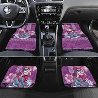 Hawaii Mele Kalikimaka Car Mats Funny Santa with Tribal Tattoos Kakau Purple Color LT03 Set 4pcs Purple - Polynesian Pride