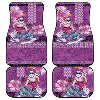 Hawaii Mele Kalikimaka Car Mats Funny Santa with Tribal Tattoos Kakau Purple Color LT03 - Polynesian Pride