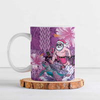 Hawaii Mele Kalikimaka Ceramic Mug Funny Santa with Tribal Tattoos Kakau Purple Color LT03 Purple - Polynesian Pride