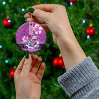 Hawaii Mele Kalikimaka Ceramic Ornament Funny Santa with Tribal Tattoos Kakau Purple Color LT03 - Polynesian Pride