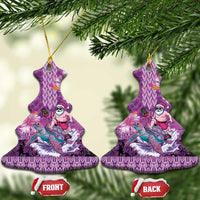 Hawaii Mele Kalikimaka Ceramic Ornament Funny Santa with Tribal Tattoos Kakau Purple Color LT03 Christmas Tree Purple - Polynesian Pride