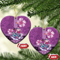 Hawaii Mele Kalikimaka Ceramic Ornament Funny Santa with Tribal Tattoos Kakau Purple Color LT03 Heart Purple - Polynesian Pride