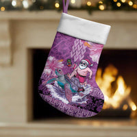 Hawaii Mele Kalikimaka Christmas Stocking Funny Santa with Tribal Tattoos Kakau Purple Color LT03 Set of 2 Purple - Polynesian Pride