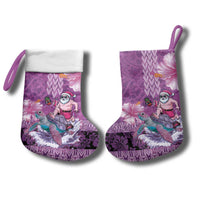 Hawaii Mele Kalikimaka Christmas Stocking Funny Santa with Tribal Tattoos Kakau Purple Color LT03 - Polynesian Pride