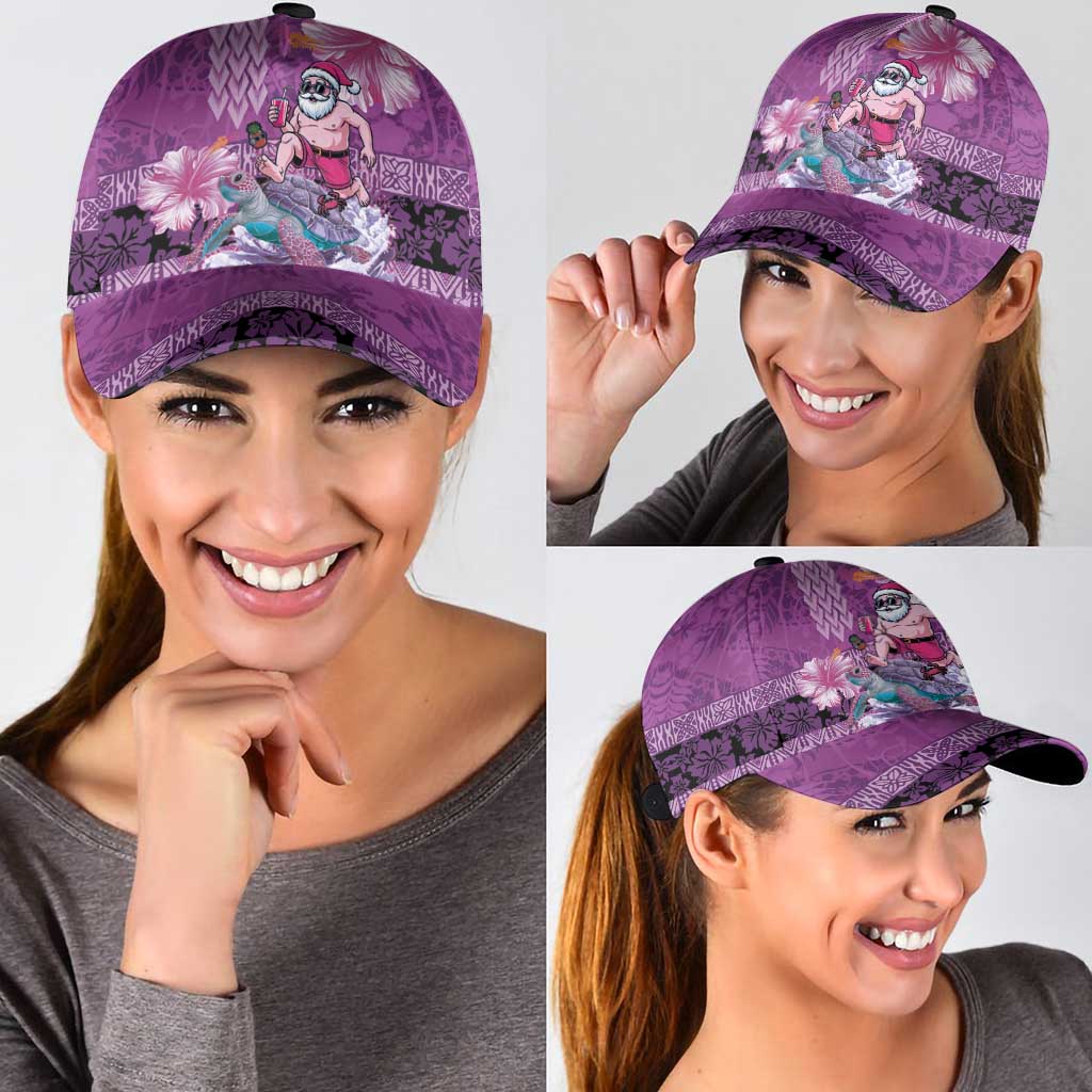Hawaii Mele Kalikimaka Classic Cap Funny Santa with Tribal Tattoos Kakau Purple Color LT03 - Polynesian Pride