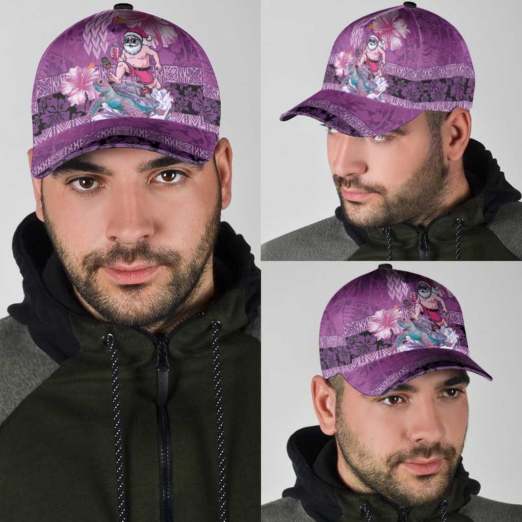 Hawaii Mele Kalikimaka Classic Cap Funny Santa with Tribal Tattoos Kakau Purple Color LT03 - Polynesian Pride