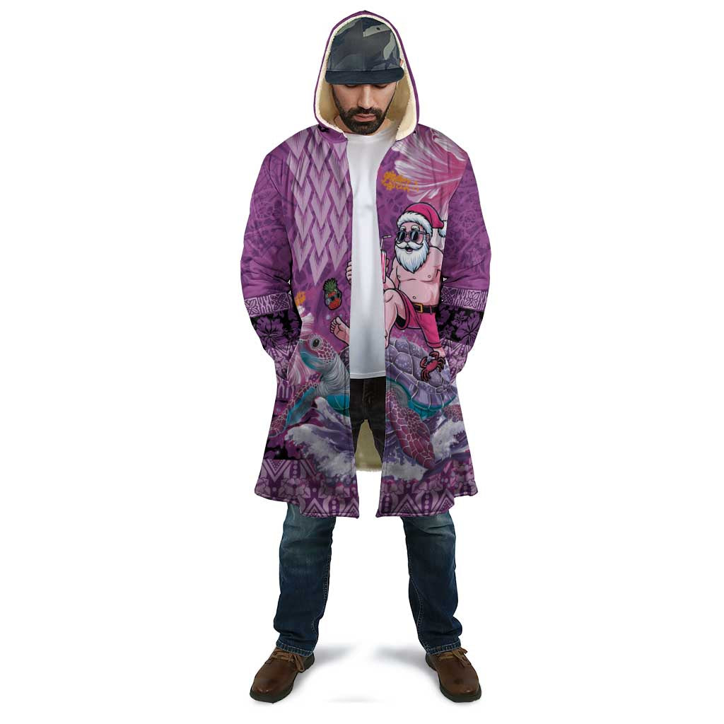 Hawaii Mele Kalikimaka Cloak Funny Santa with Tribal Tattoos Kakau Purple Color LT03 - Polynesian Pride