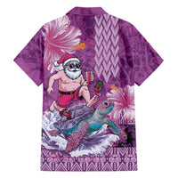 Hawaii Mele Kalikimaka Family Matching Mermaid Dress and Hawaiian Shirt Funny Santa with Tribal Tattoos Kakau Purple Color LT03 - Polynesian Pride