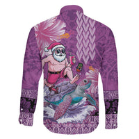Hawaii Mele Kalikimaka Family Matching Summer Maxi Dress and Hawaiian Shirt Funny Santa with Tribal Tattoos Kakau Purple Color LT03 - Polynesian Pride