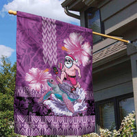 Hawaii Mele Kalikimaka Garden Flag Funny Santa with Tribal Tattoos Kakau Purple Color LT03 - Polynesian Pride