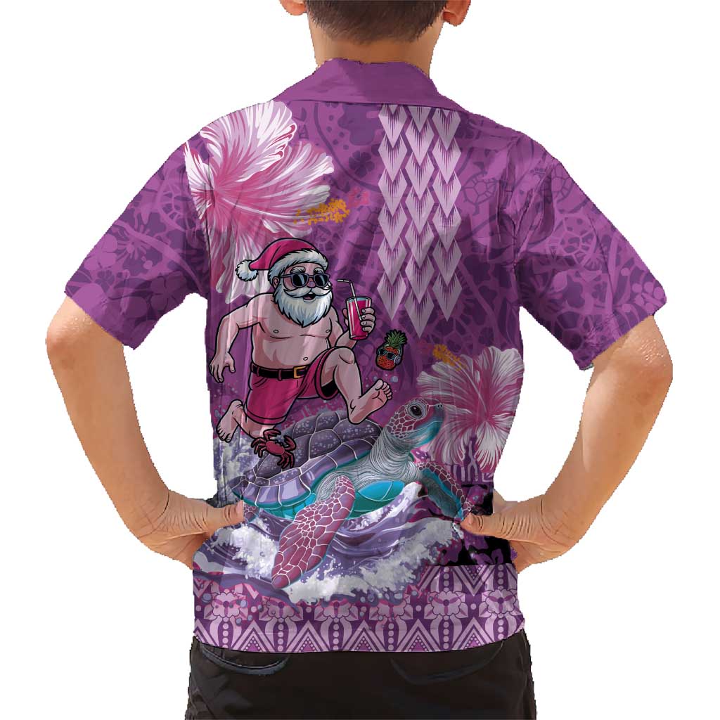 Hawaii Mele Kalikimaka Hawaiian Shirt Funny Santa with Tribal Tattoos Kakau Purple Color LT03 - Polynesian Pride