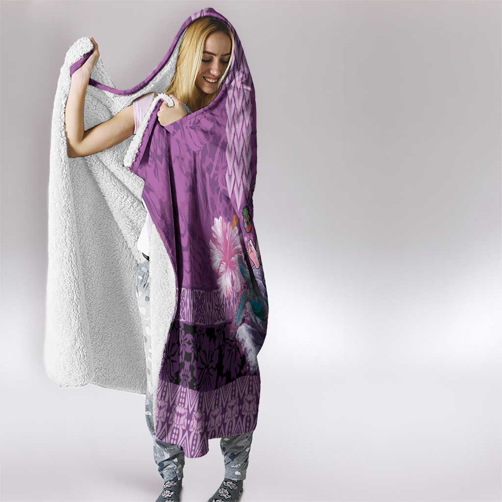 Hawaii Mele Kalikimaka Hooded Blanket Funny Santa with Tribal Tattoos Kakau Purple Color LT03 - Polynesian Pride