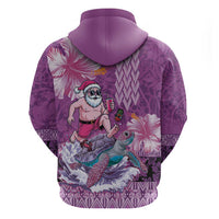 Hawaii Mele Kalikimaka Hoodie Funny Santa with Tribal Tattoos Kakau Purple Color LT03 - Polynesian Pride