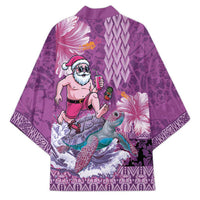 Hawaii Mele Kalikimaka Kimono Funny Santa with Tribal Tattoos Kakau Purple Color LT03 - Polynesian Pride