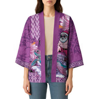 Hawaii Mele Kalikimaka Kimono Funny Santa with Tribal Tattoos Kakau Purple Color LT03 - Polynesian Pride