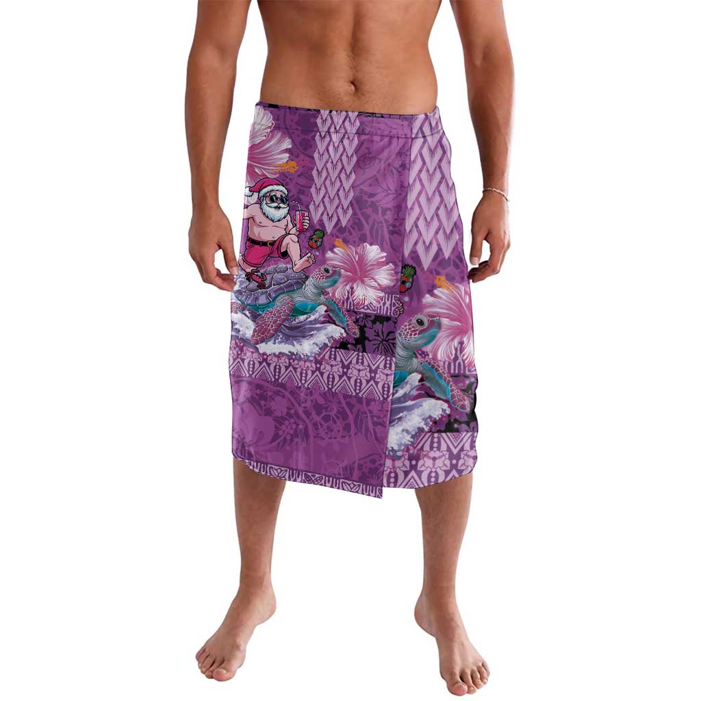 Hawaii Mele Kalikimaka Lavalava Funny Santa with Tribal Tattoos Kakau Purple Color LT03 Purple - Polynesian Pride