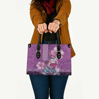 Hawaii Mele Kalikimaka Leather Bag Funny Santa with Tribal Tattoos Kakau Purple Color LT03 - Polynesian Pride