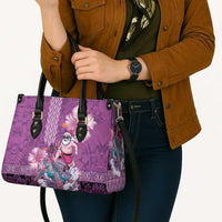Hawaii Mele Kalikimaka Leather Bag Funny Santa with Tribal Tattoos Kakau Purple Color LT03 - Polynesian Pride