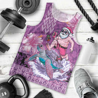 Hawaii Mele Kalikimaka Men Tank Top Funny Santa with Tribal Tattoos Kakau Purple Color LT03 - Polynesian Pride