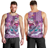 Hawaii Mele Kalikimaka Men Tank Top Funny Santa with Tribal Tattoos Kakau Purple Color LT03 - Polynesian Pride