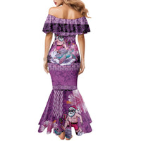 Hawaii Mele Kalikimaka Mermaid Dress Funny Santa with Tribal Tattoos Kakau Purple Color LT03 - Polynesian Pride