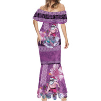 Hawaii Mele Kalikimaka Mermaid Dress Funny Santa with Tribal Tattoos Kakau Purple Color LT03 - Polynesian Pride