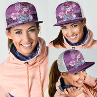Hawaii Mele Kalikimaka Mesh Trucker Cap Funny Santa with Tribal Tattoos Kakau Purple Color LT03 - Polynesian Pride