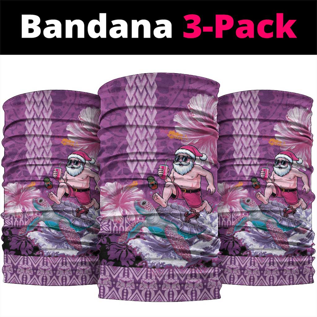 Hawaii Mele Kalikimaka Neck Gaiter Funny Santa with Tribal Tattoos Kakau Purple Color LT03 package One Size: 25*50cm Purple - Polynesian Pride