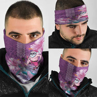 Hawaii Mele Kalikimaka Neck Gaiter Funny Santa with Tribal Tattoos Kakau Purple Color LT03 - Polynesian Pride