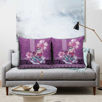 Hawaii Mele Kalikimaka Pillow Cover Funny Santa with Tribal Tattoos Kakau Purple Color LT03 - Polynesian Pride