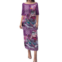 Hawaii Mele Kalikimaka Puletasi Funny Santa with Tribal Tattoos Kakau Purple Color LT03 Long Dress Purple - Polynesian Pride