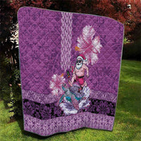 Hawaii Mele Kalikimaka Quilt Funny Santa with Tribal Tattoos Kakau Purple Color LT03 - Polynesian Pride