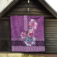 Hawaii Mele Kalikimaka Quilt Funny Santa with Tribal Tattoos Kakau Purple Color LT03 - Polynesian Pride