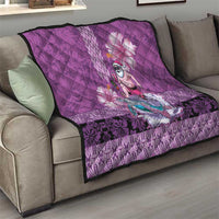 Hawaii Mele Kalikimaka Quilt Funny Santa with Tribal Tattoos Kakau Purple Color LT03 - Polynesian Pride