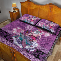 Hawaii Mele Kalikimaka Quilt Bed Set Funny Santa with Tribal Tattoos Kakau Purple Color LT03 - Polynesian Pride