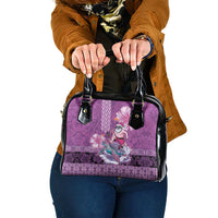 Hawaii Mele Kalikimaka Shoulder Handbag Funny Santa with Tribal Tattoos Kakau Purple Color LT03 One Size Purple - Polynesian Pride