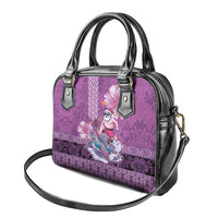 Hawaii Mele Kalikimaka Shoulder Handbag Funny Santa with Tribal Tattoos Kakau Purple Color LT03 - Polynesian Pride