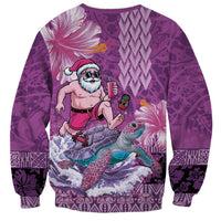Hawaii Mele Kalikimaka Sweatshirt Funny Santa with Tribal Tattoos Kakau Purple Color LT03 - Polynesian Pride