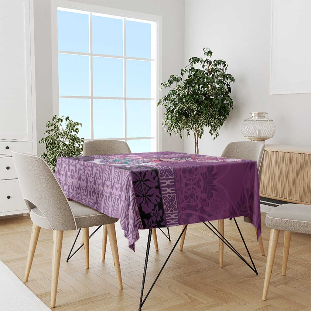 Hawaii Mele Kalikimaka Tablecloth Funny Santa with Tribal Tattoos Kakau Purple Color LT03 - Polynesian Pride