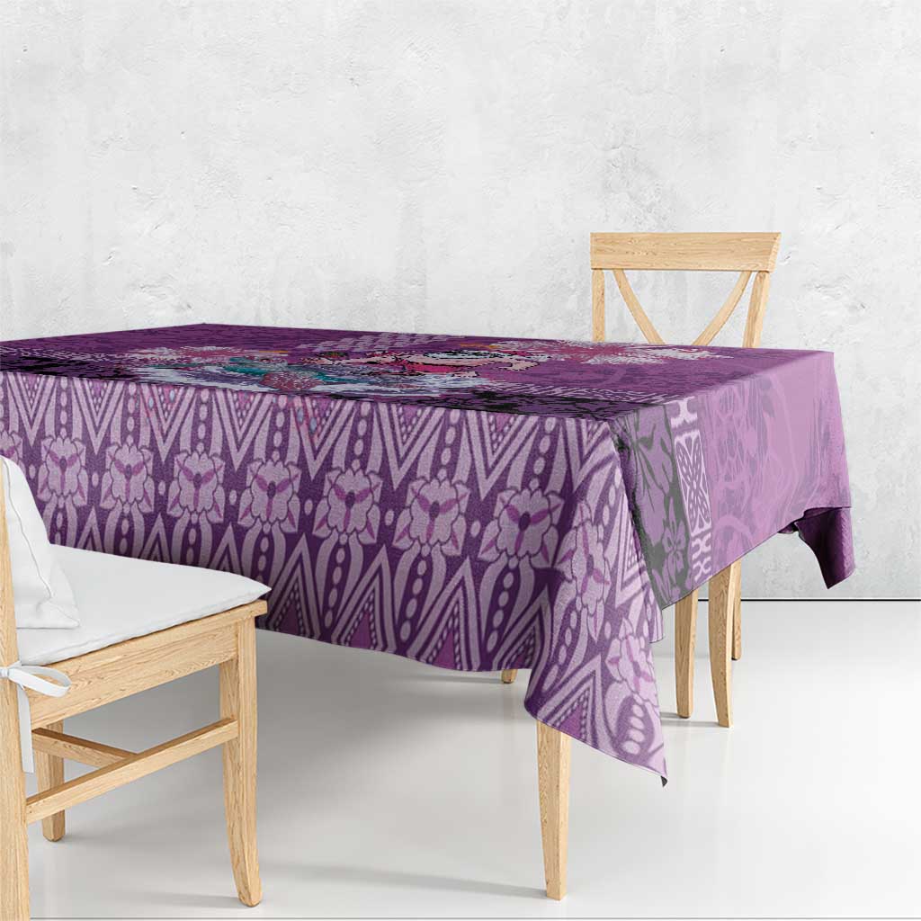 Hawaii Mele Kalikimaka Tablecloth Funny Santa with Tribal Tattoos Kakau Purple Color LT03 - Polynesian Pride
