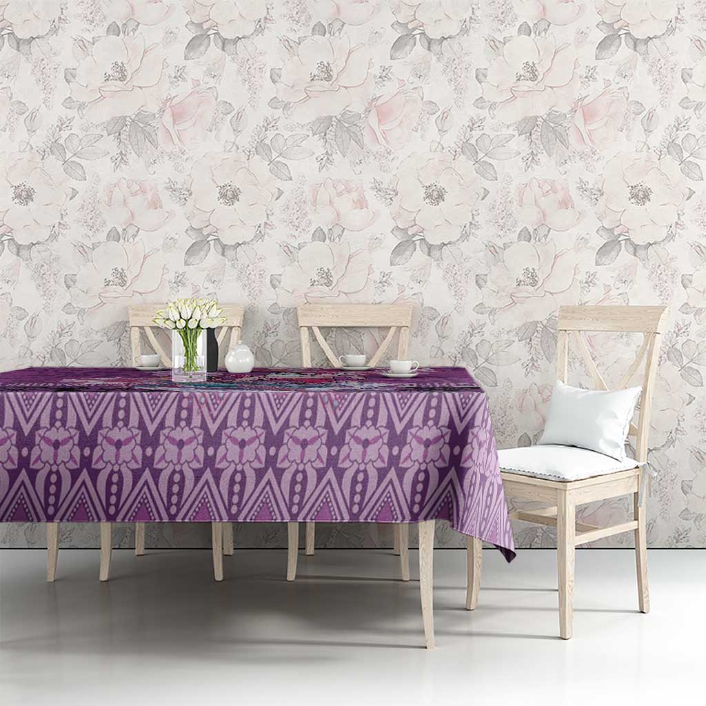 Hawaii Mele Kalikimaka Tablecloth Funny Santa with Tribal Tattoos Kakau Purple Color LT03 - Polynesian Pride