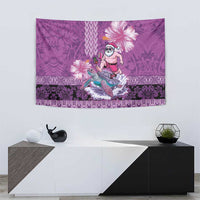Hawaii Mele Kalikimaka Tapestry Funny Santa with Tribal Tattoos Kakau Purple Color LT03 - Polynesian Pride