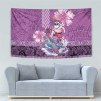 Hawaii Mele Kalikimaka Tapestry Funny Santa with Tribal Tattoos Kakau Purple Color LT03 - Polynesian Pride